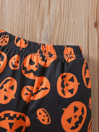 Kids Toddler Boys Halloween Pumpkin Print Long Sleeve Sweatshirt and Pants Set