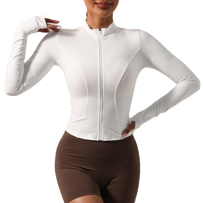 Women Fashion Casual Solid Color Long Sleeve Yoga Jacket