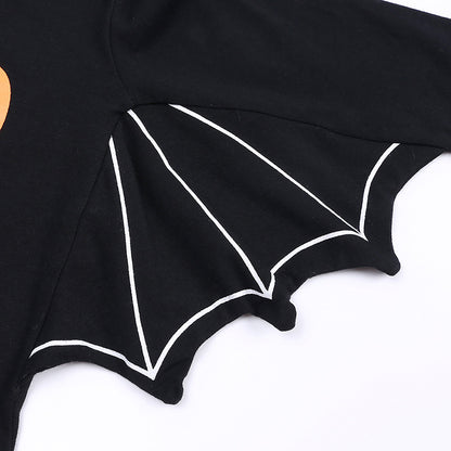 Baby Halloween Long Sleeve Cotton Bodysuit with Pumpkin Design