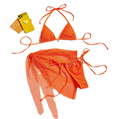 Traje de baño sexy de color sólido con agujeros para mujer