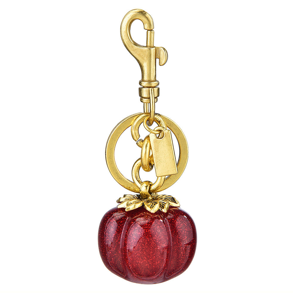 Llavero con colgante de bolsa de caqui de moda - Decoración metálica estilo fruta