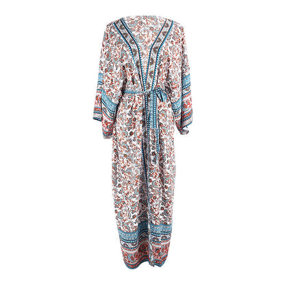 Cache-maillot de bain à lacets et imprimé floral