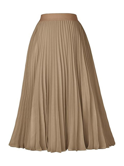 Falda plisada de cintura alta de color sólido informal de moda para mujer