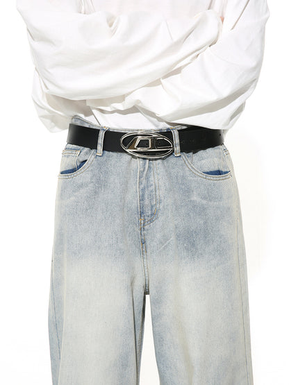 Jean simple et ample à jambe droite pour homme