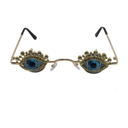 Gafas de sol punk con cristales de estrás esmeralda distintivos