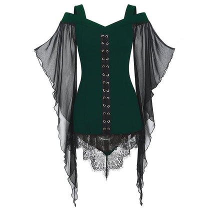 Robe gothique à manches trapèze en mousseline unie pour femme