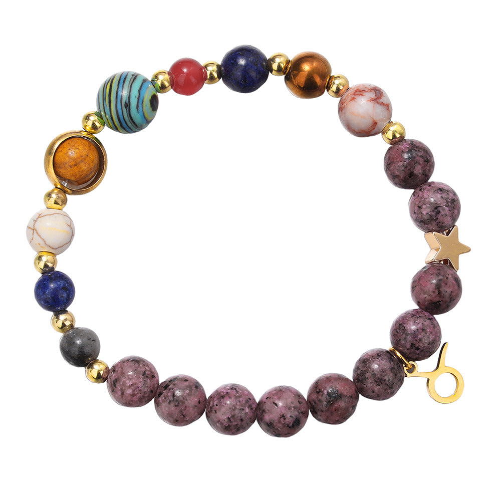 Fashion 12 Constellation Stainless Steel Beaded Bracelet