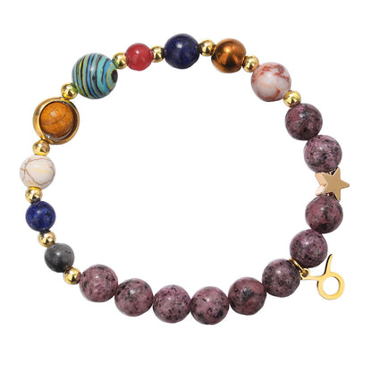 Fashion 12 Constellation Stainless Steel Beaded Bracelet