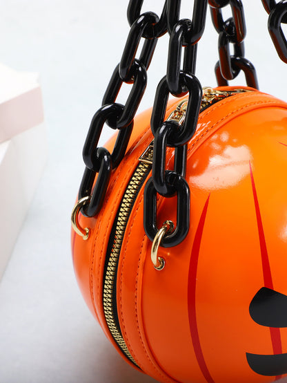 Bolso bandolera de acrílico con diseño de calabaza y diablo para Halloween, creativo y moderno.