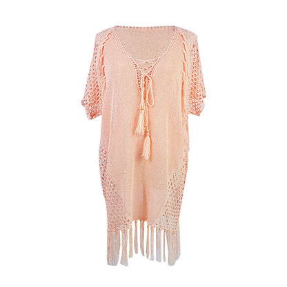 Women's Fashion Casual V-Neck Knitted Swimsuit Cover-Up