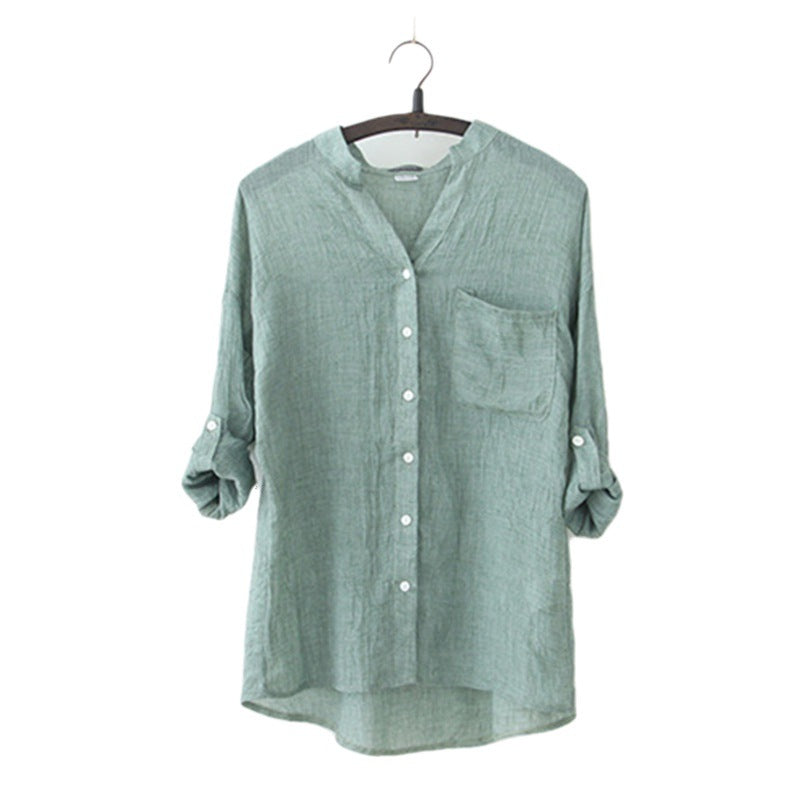 Chemisier ample en coton et lin pour femme, protection solaire d'été