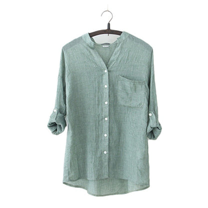 Chemisier ample en coton et lin pour femme, protection solaire d'été