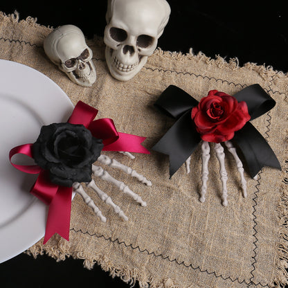 Halloween Skeleton Hand Hairpin with Roses