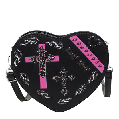 Women Fashion Retro Gothic Love Shaped Crossbody Bag