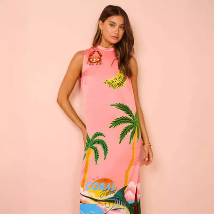 Vestido largo estampado informal de verano para mujer para vacaciones
