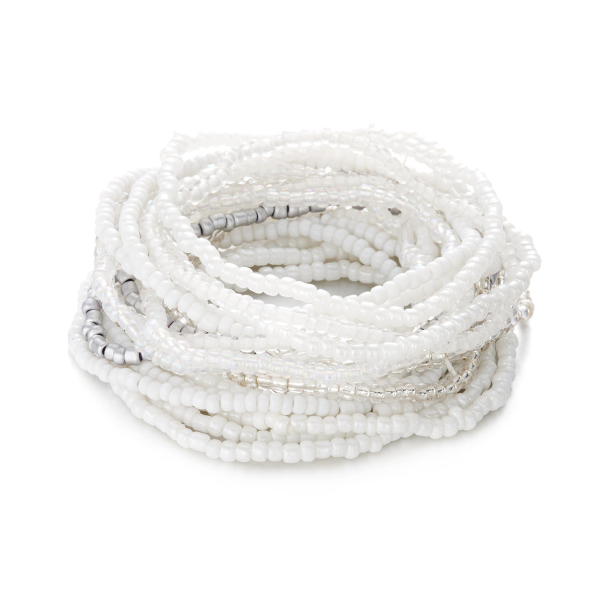 Women Fashion Boho Beach Contrast Bead Multi-Layer Stacked Bracelet