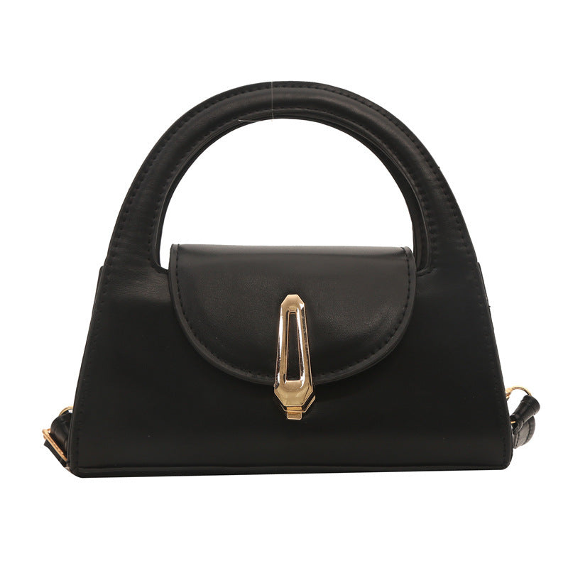 Bolso de hombro con hebilla metálica de color liso para mujer - Estilo cuadrado pequeño