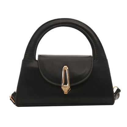 Bolso de hombro con hebilla metálica de color liso para mujer - Estilo cuadrado pequeño