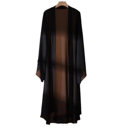 Manteau décontracté à manches longues en mousseline de soie de couleur unie pour femme