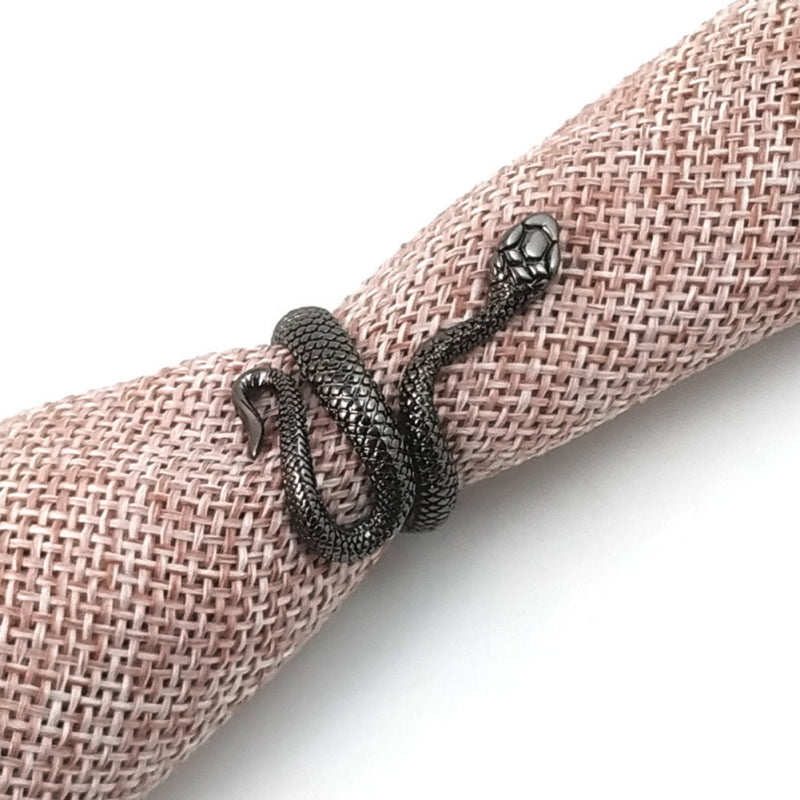 Anillo de serpiente de Halloween chapado en plata antigua exagerado para hombre