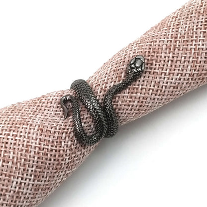 Anillo de serpiente de Halloween chapado en plata antigua exagerado para hombre