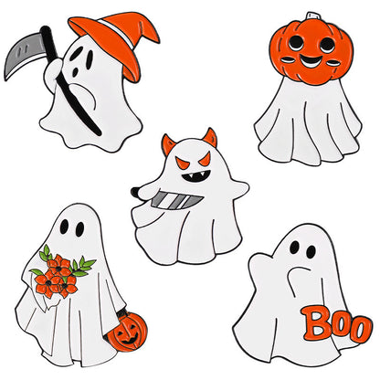 Broche fantôme créative en alliage pour femme, motif dessin animé, Halloween