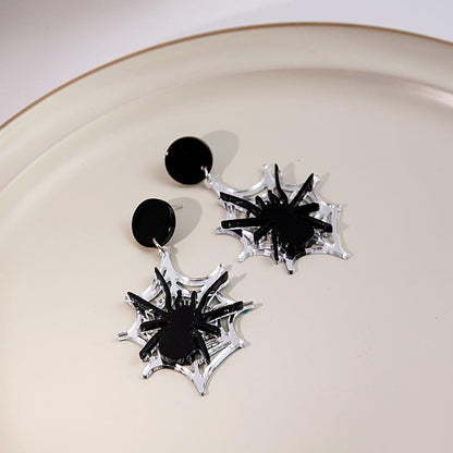 Halloween Gothic Black Spider Acrylic Earrings