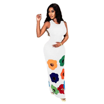 Women Fashion Floral Print Sleeveless Fit and Flare Dress