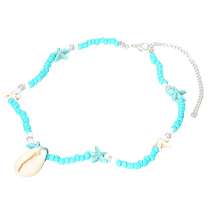 Collar de conchas con cuentas turquesas de Bohemia