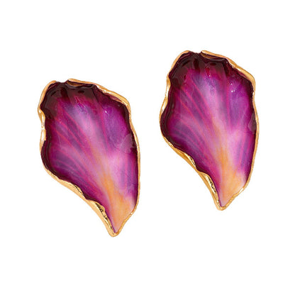 Pendientes geométricos plisados ​​irregulares retro - Aleación, estilo natural, coloridos
