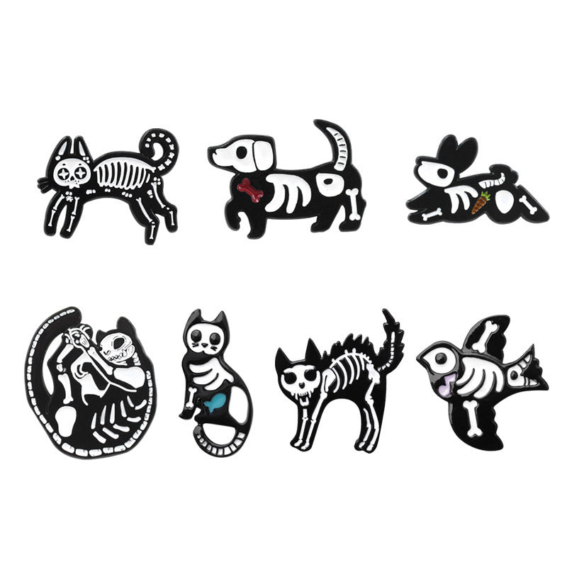 Broches en métal unisexes en forme d'animaux de dessin animé pour Halloween