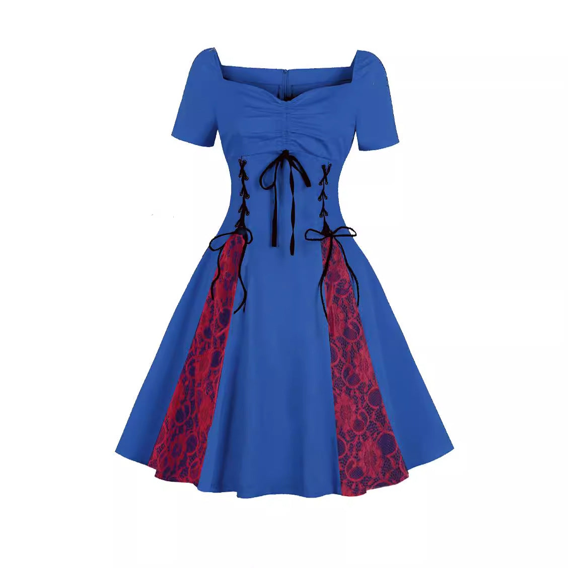 Robe gothique en dentelle foncée pour femme avec col en V
