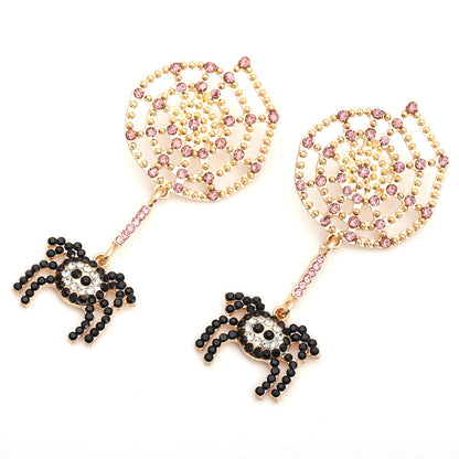 Pendientes de araña negros de moda creativa para Halloween para mujer