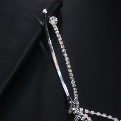 Women Fashion Simple Irregular Ring-Shaped Rhinestone Tassel Earrings
