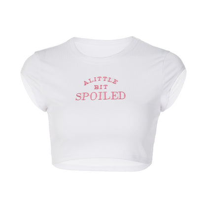 Women’s Fashion Sexy Embroidered Letter T-Shirt