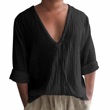 Men's Fashion Leisure Solid Color Long Sleeve T-Shirt