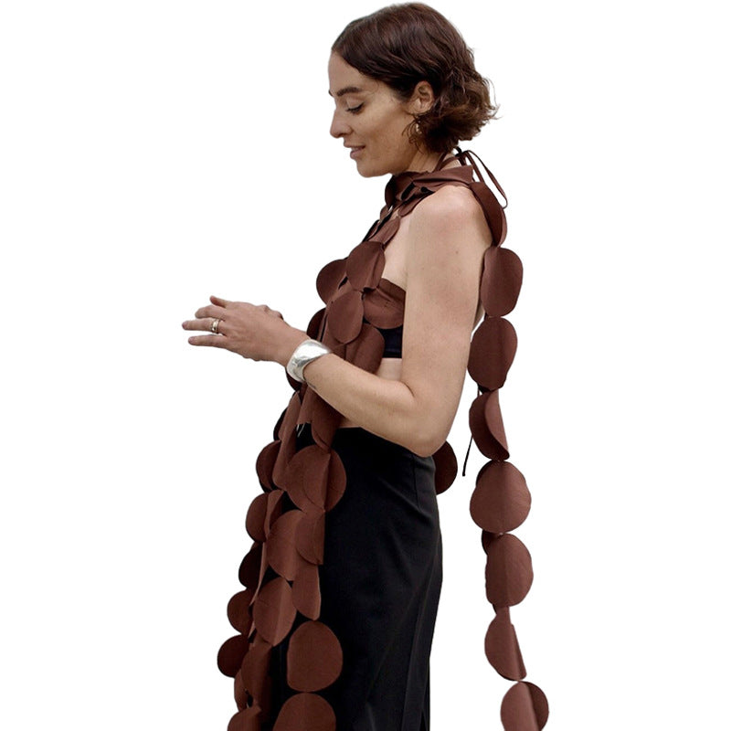 Women Fashion Sexy Solid Color Halter-Neck Dress