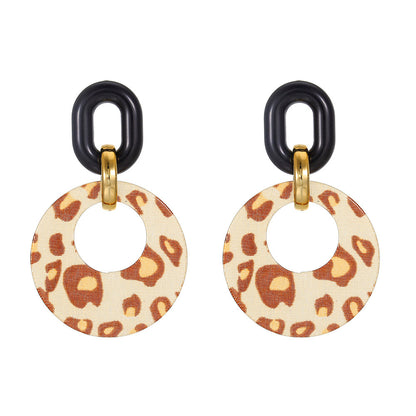 Women Fashion Exaggerated Leopard Round Ear Ring Earrings