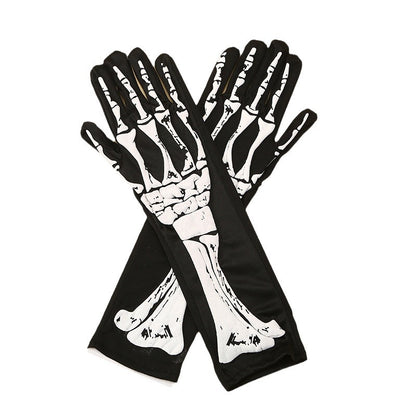 Halloween Print Skull Gloves Prom Party Props