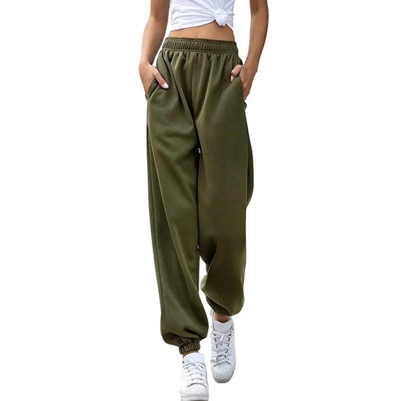 Women Casual High Waist Polyester Loose Pants
