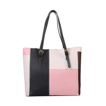 Bolso de mano de gran capacidad con costuras de moda en color