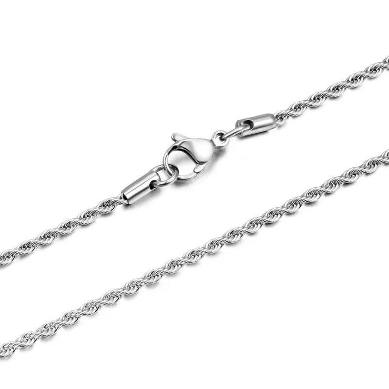 Collar de cadena torcida de acero y titanio simple para hombre