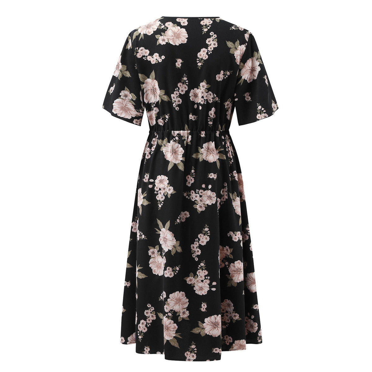 Vestido informal de gasa con cuello en V y estampado floral para mujer, talla grande