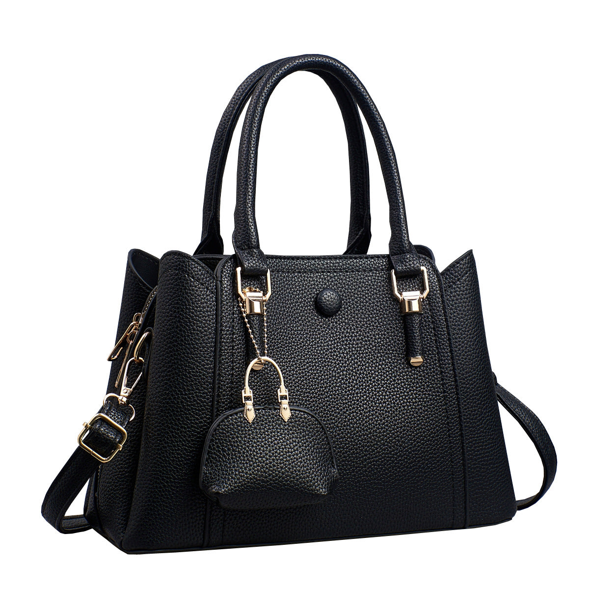 Bolso de mano informal de gran capacidad y color liso para mujer, con cierre de cremallera.