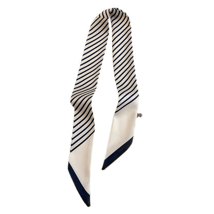 Bufanda con asa para bolso con lazo y estampado de rayas de moda