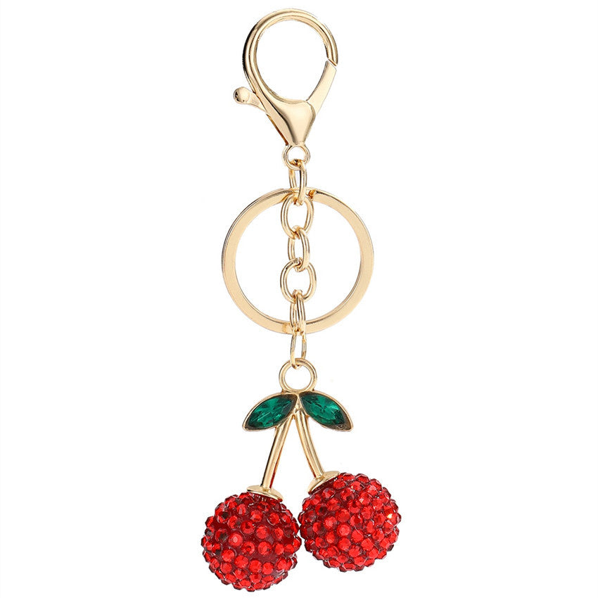 Creative Cute Simulation Fruit Alloy Rhinestone Cherry Key Chain