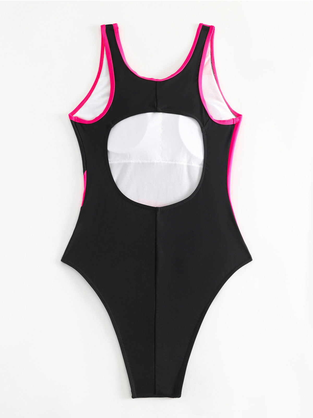 Maillot de bain une pièce dos nu sans manches à blocs de couleurs pour femmes