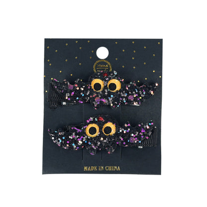 Pince à cheveux Halloween pour enfants, motif citrouille et chauve-souris