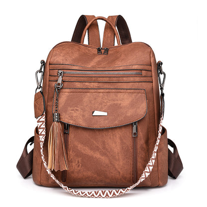 Women Casual Fashion Zipper Backpack in PU Material