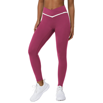 Leggings deportivos de cintura alta con contraste de color para yoga para mujer